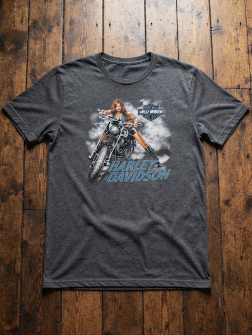 Harley-Davidson Charcoal Tee with Motorcycle Graphic